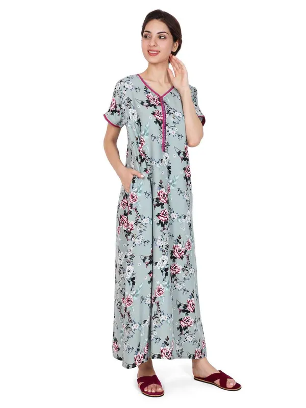 Evolove_Women's_Viscose_Liva_Long_Maxi_Night_Gown_Nighty_Dress_With_Pocket_&_Zipper,_Super_Soft_Comfortable_(Grey_Green,_Lngry3091Gn-Xxl)