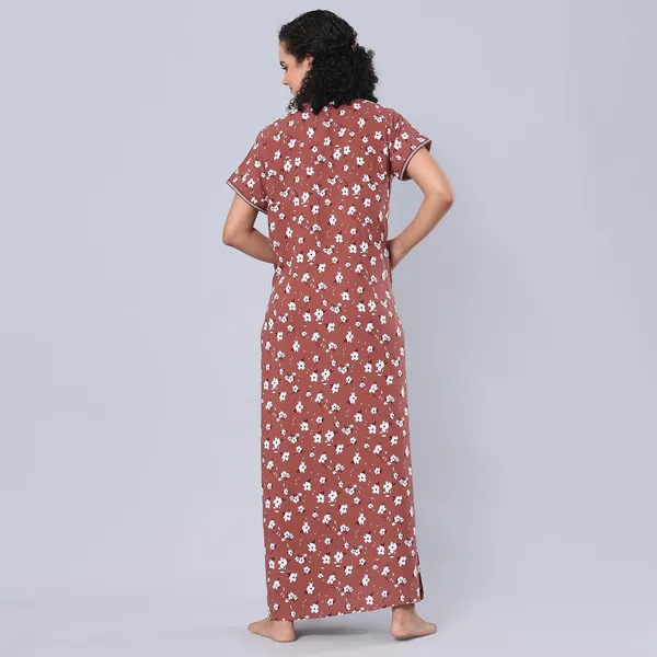 Maroon_Viscose_Short_Sleeves_Long_Maxi_Night_Gown