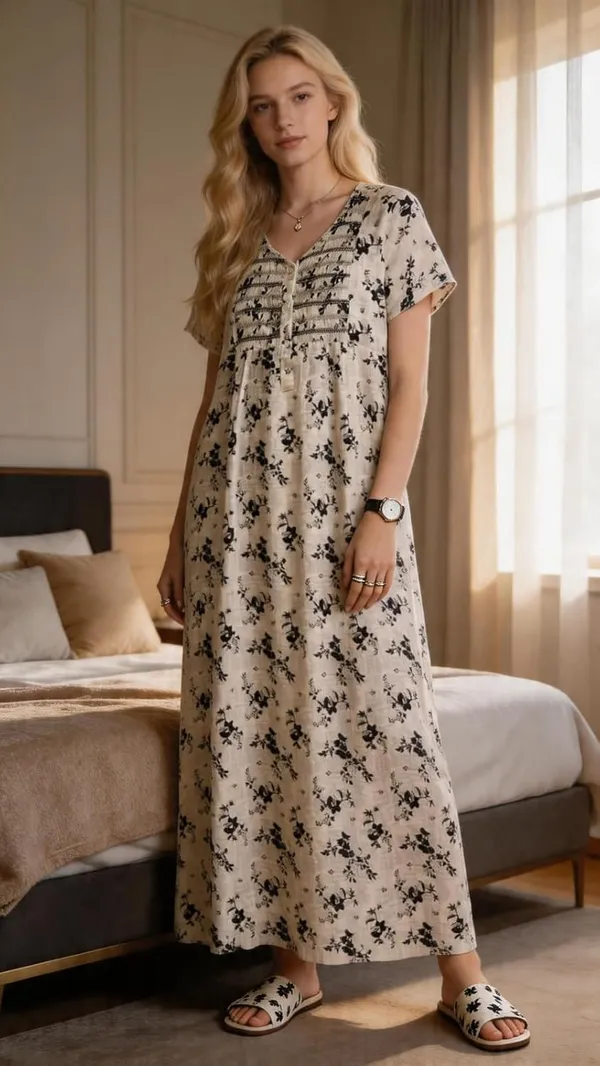 Evolove_Women's_Smoking_Rayon_Nighty_|_Printed_Full_Length_Maxi_Night_Gown_|_Soft_&_Breathable_Lounge_Wear_|_Short_Sleeve_Round_Neck_Nightdress_|_Comfortable_Sleepwear_for_Daily_Use