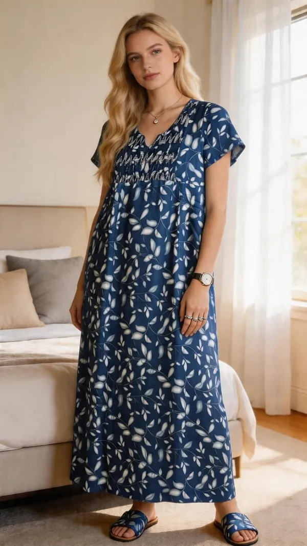 Evolove_Women's_Smoking_Rayon_Nighty_|_Printed_Full_Length_Maxi_Night_Gown_|_Soft_&_Breathable_Lounge_Wear_|_Short_Sleeve_Round_Neck_Nightdress_|_Comfortable_Sleepwear_for_Daily_Use