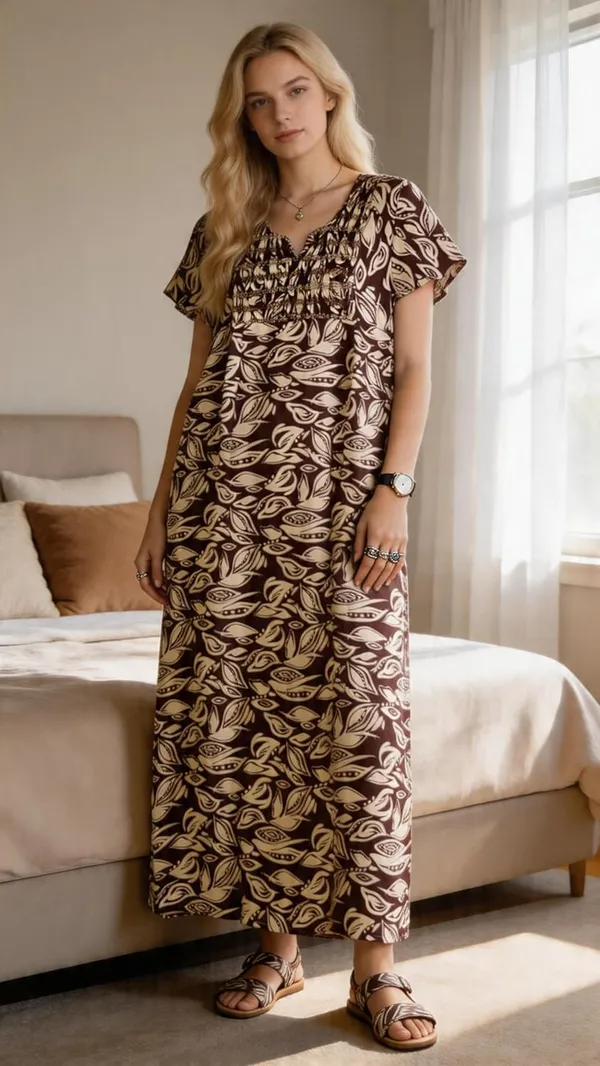 Evolove_Women's_Smoking_Rayon_Nighty_|_Printed_Full_Length_Maxi_Night_Gown_|_Soft_&_Breathable_Lounge_Wear_|_Short_Sleeve_Round_Neck_Nightdress_|_Comfortable_Sleepwear_for_Daily_Use
