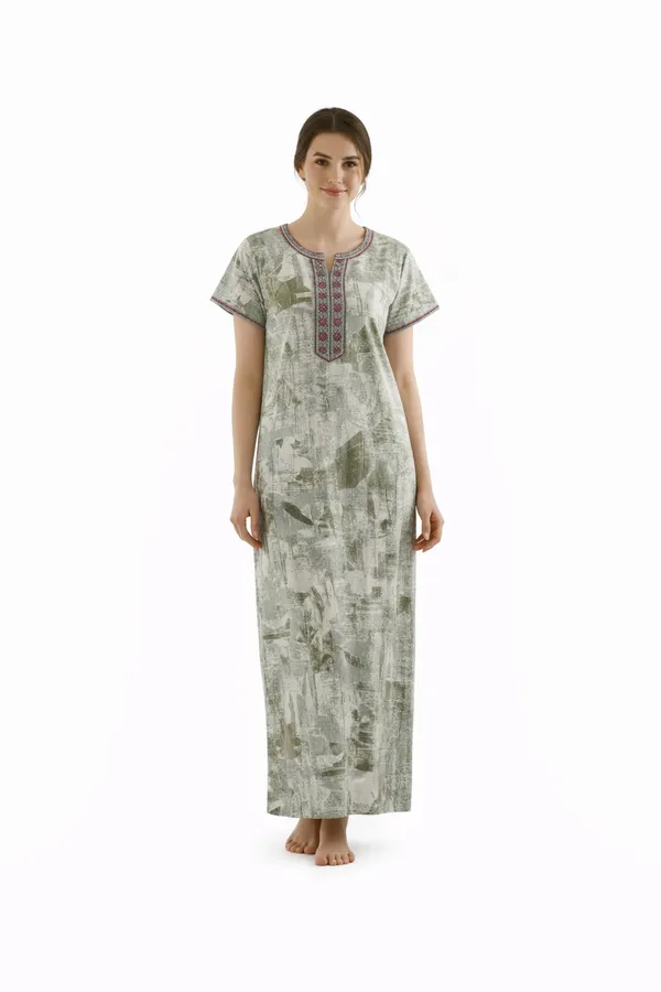 Evolove_Alpine_Fabric_Nighty_Maxi_for_Women_with_Side_Pocket_and_Neckline_Embroidery_|_Printed_Short_Sleeves_Full_Length_Night_Wear_Gown