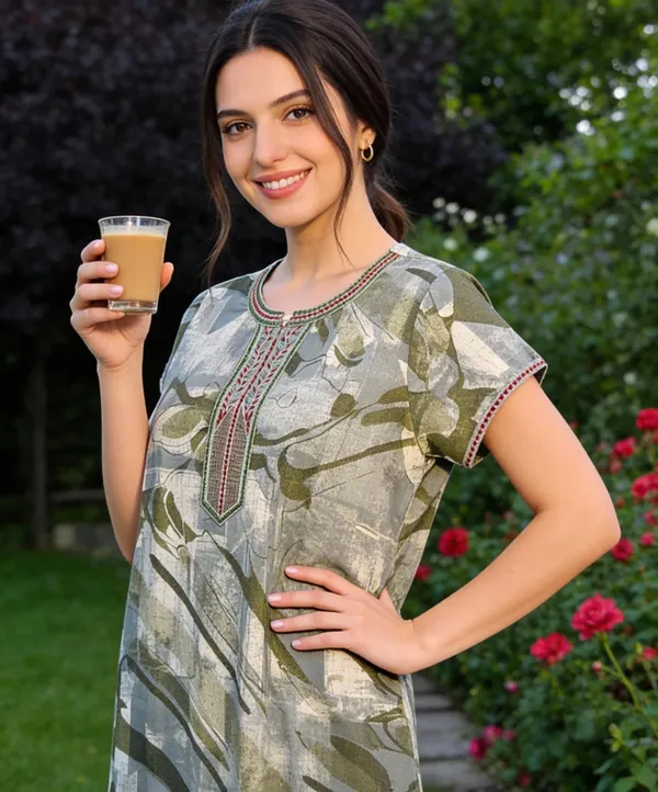 Evolove_Alpine_Fabric_Nighty_Maxi_for_Women_with_Side_Pocket_and_Neckline_Embroidery_|_Printed_Short_Sleeves_Full_Length_Night_Wear_Gown