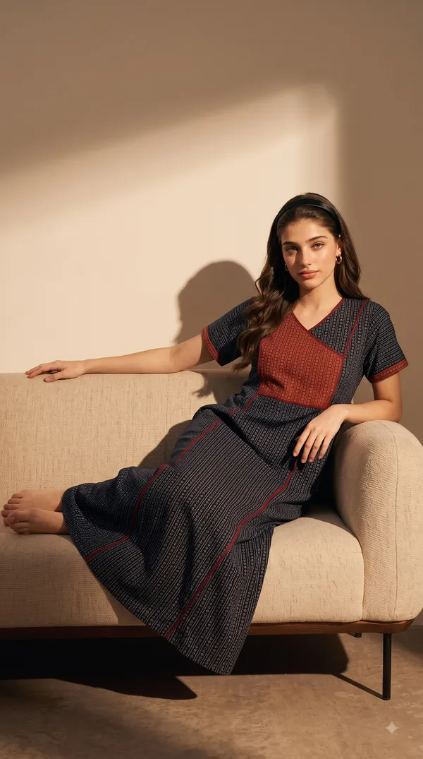 Evolove_Cotton_Maxi_Nighty_For_Women_With_Side_Pocket_|_Contrast_Yoke_Patch_Print_|_V-Neck_Printed_Short_Sleeves_Full_Length_Night_Wear_Gown_Dark_Navy__(Angrakha_Style)