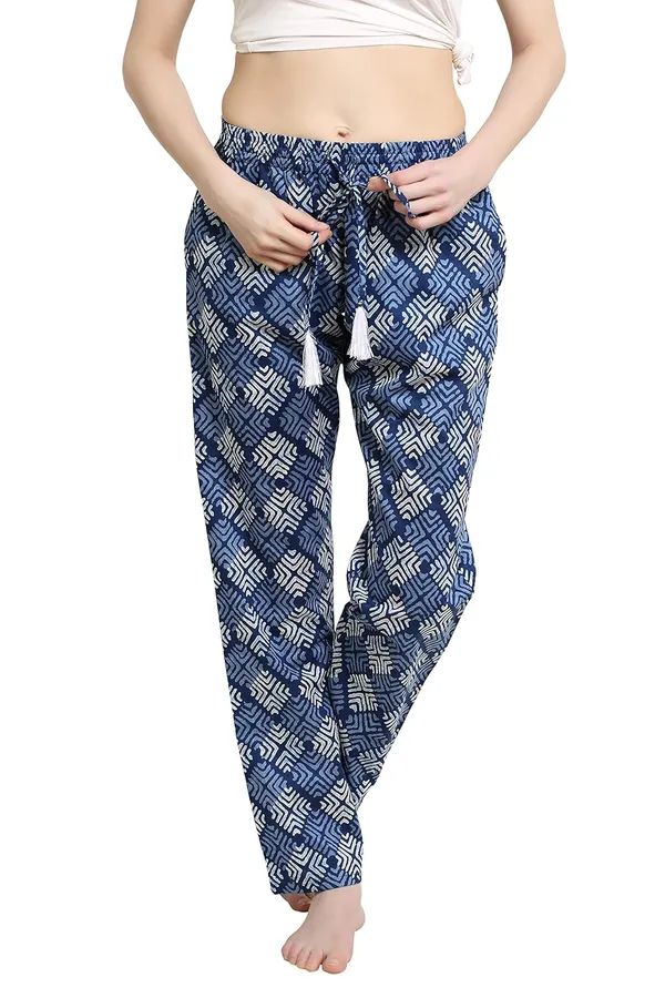 Evolove_Women'S_Super_Soft_Comfortable_Cotton_Printed_Pyjama_Relaxed_Lounge_Pants_With_Pockets_(Blue)