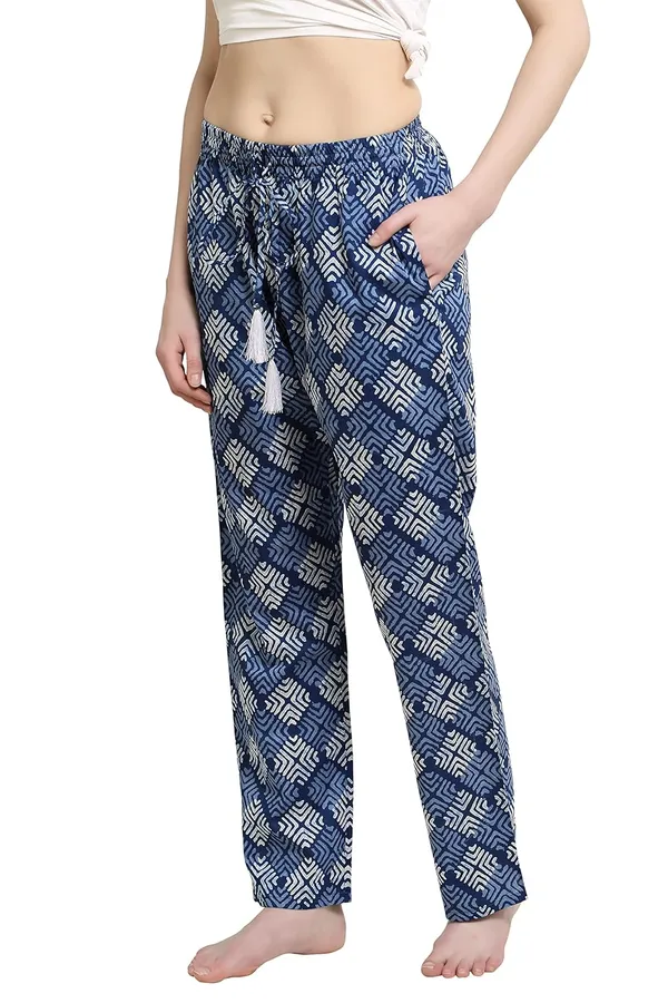 Evolove_Women'S_Super_Soft_Comfortable_Cotton_Printed_Pyjama_Relaxed_Lounge_Pants_With_Pockets_(Blue)