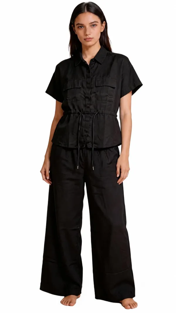 Evolove_Womens_Pure_Cotton_Co-Ord_Set_|_Collared_Short_Sleeve_Shirt_&_Elastic_Waist_Pajama_Set_|_Breathable_Lounge_Night_Suit