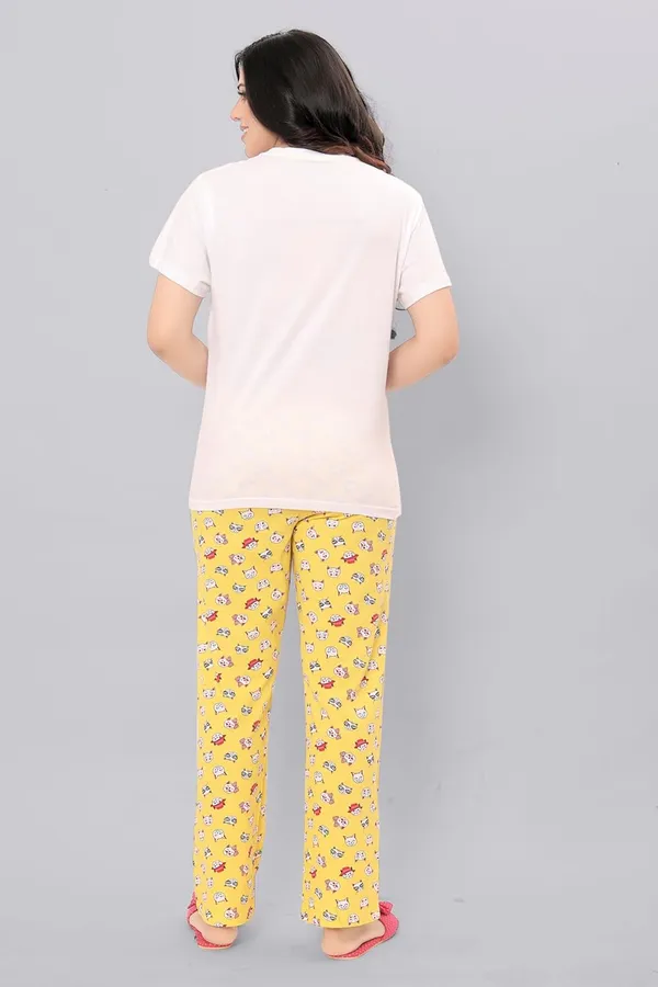 Yellow_Round_Neck_Short_Sleeves_Night_Suit_Set_|_Top_&_Pyjama_Set