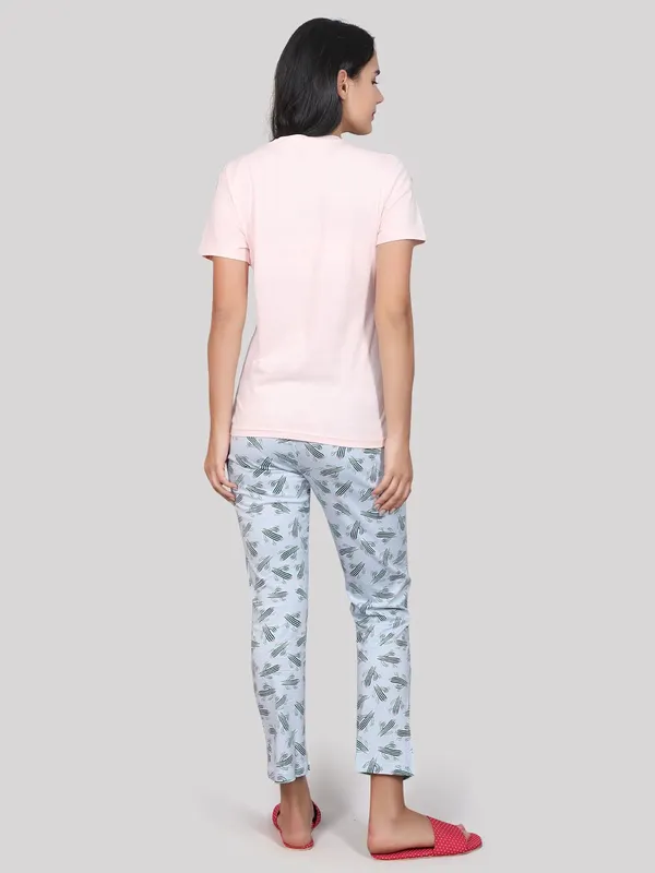 Beige_Cotton_Rayon_Round_Neck_Short_Sleeves_Night_Suit_Set_|_Top_&_Pyjama_Set