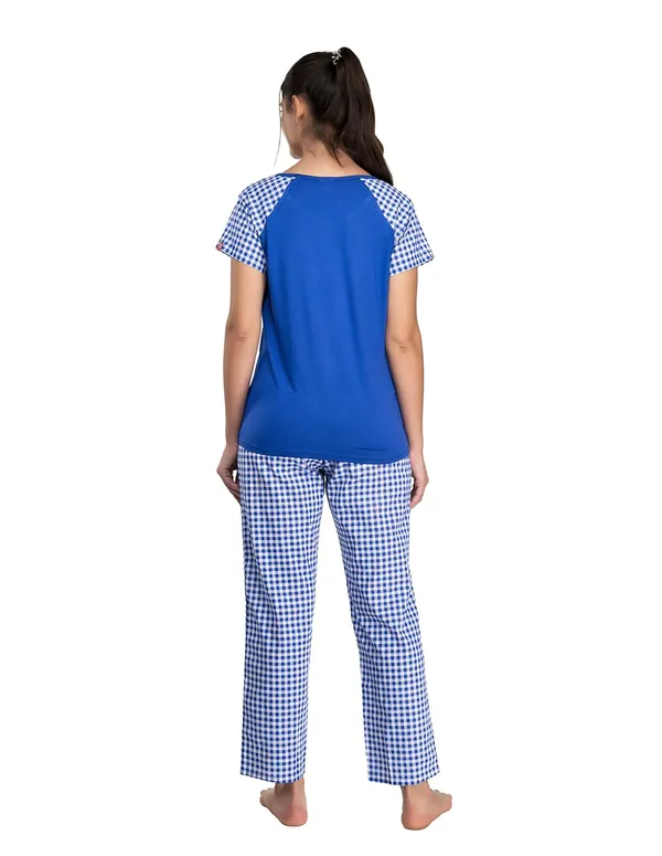Dark_Blue_Cotton_Rayon_Round_Neck_Short_Sleeves_Night_Suit_Set_|_Top_&_Pyjama_Set