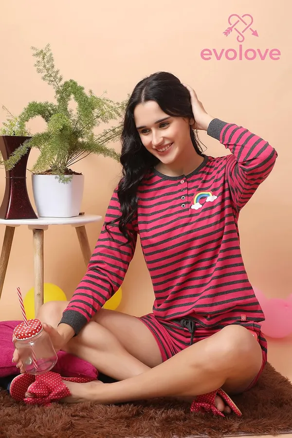 Evolove_Women_Cotton_Shorts_Night_Suit