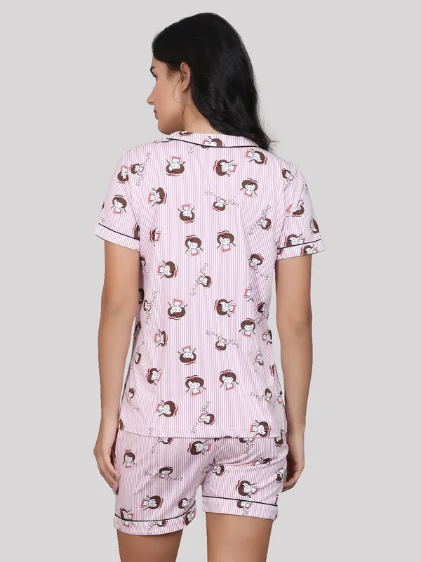 Evolove_Women's_Cotton_Short_&_Shirt_Set_|_Soft,_Breathable_Nightwear_with_Button-Down_Shirt_and_Comfy_Fit
