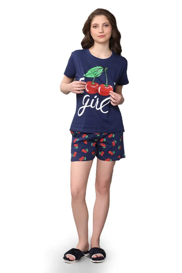 Evolove_Women's_Cotton_Round_Neck_Short_Sleeve_Night_Suit/Top_&_Short_Set_Super_Soft_Comfortable_(First_Love_Collection)