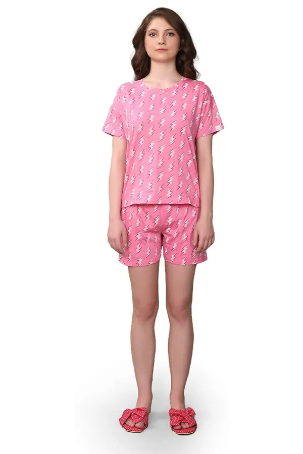 Evolove_Women's_Cotton_Round_Neck_Short_Sleeve_Night_Suit/Top_&_Short_Set_Super_Soft_Comfortable_(First_Love_Collection)