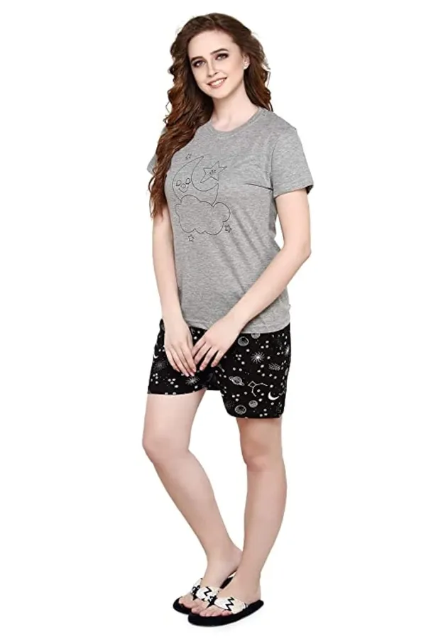 Evolove_Women's_Cotton_Round_Neck_Short_Sleeve_Night_Suit/Top_&_Short_Set_Super_Soft_Comfortable_(Short-NS-HS-Round-2)