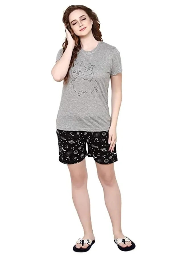 Evolove_Women's_Cotton_Round_Neck_Short_Sleeve_Night_Suit/Top_&_Short_Set_Super_Soft_Comfortable_(Short-NS-HS-Round-2)