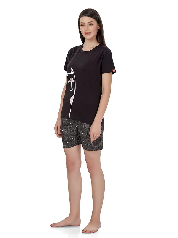 Evolove_Women's_Cotton_Round_Neck_Short_Sleeve_Night_Suit/Top_&_Short_Set_Super_Soft_Comfortable_(Short-NS-HS-Round-3)