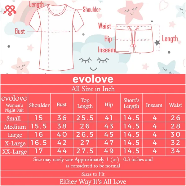 Evolove_Women's_Cotton_Round_Neck_Short_Sleeve_Night_Suit/Top_&_Short_Set_Super_Soft_Comfortable_(Short-NS-HS-Round-3)