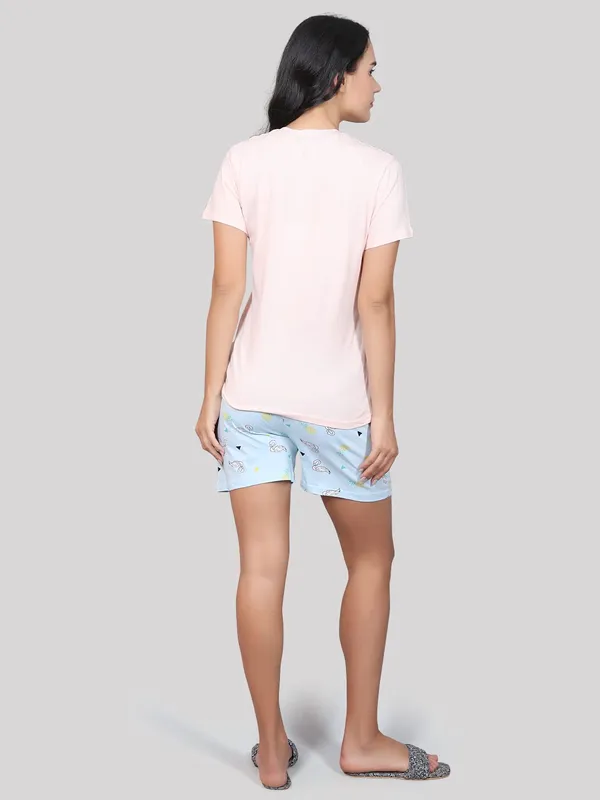 Evolove_Women's_Cotton_Round_Neck_Short_Sleeve_Night_Suit/Top_&_Short_Set_Super_Soft_Comfortable_(Short-NS-HS-Round-3)