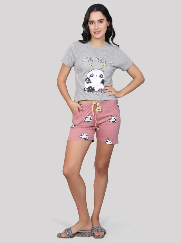 Evolove_Women's_Cotton_Round_Neck_Short_Sleeve_Night_Suit/Top_&_Short_Set_Super_Soft_Comfortable_(Short-NS-HS-Round-3)
