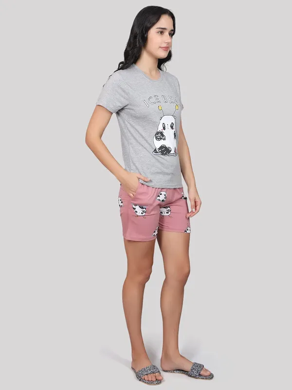 Evolove_Women's_Cotton_Round_Neck_Short_Sleeve_Night_Suit/Top_&_Short_Set_Super_Soft_Comfortable_(Short-NS-HS-Round-3)