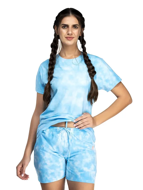 Evolove_Women's_Cotton_Round_Neck_Short_Sleeve_Night_Suit/Top_&_Short_Set_Super_Soft_Comfortable_(Short-NS-HS-Round-3)