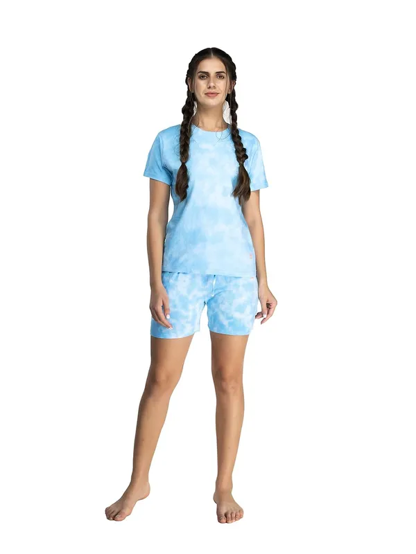 Evolove_Women's_Cotton_Round_Neck_Short_Sleeve_Night_Suit/Top_&_Short_Set_Super_Soft_Comfortable_(Short-NS-HS-Round-3)