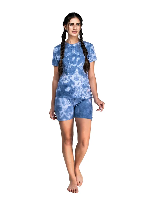 Evolove_Women's_Cotton_Round_Neck_Short_Sleeve_Night_Suit/Top_&_Short_Set_Super_Soft_Comfortable_(Short-NS-HS-Round-3)