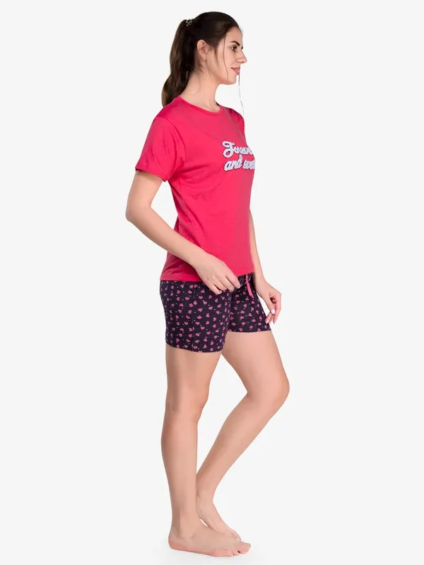 Evolove_Women's_Cotton_Round_Neck_Short_Sleeve_Night_Suit/Top_&_Short_Set_Super_Soft_Comfortable_(Short-NS-HS-Round-3)