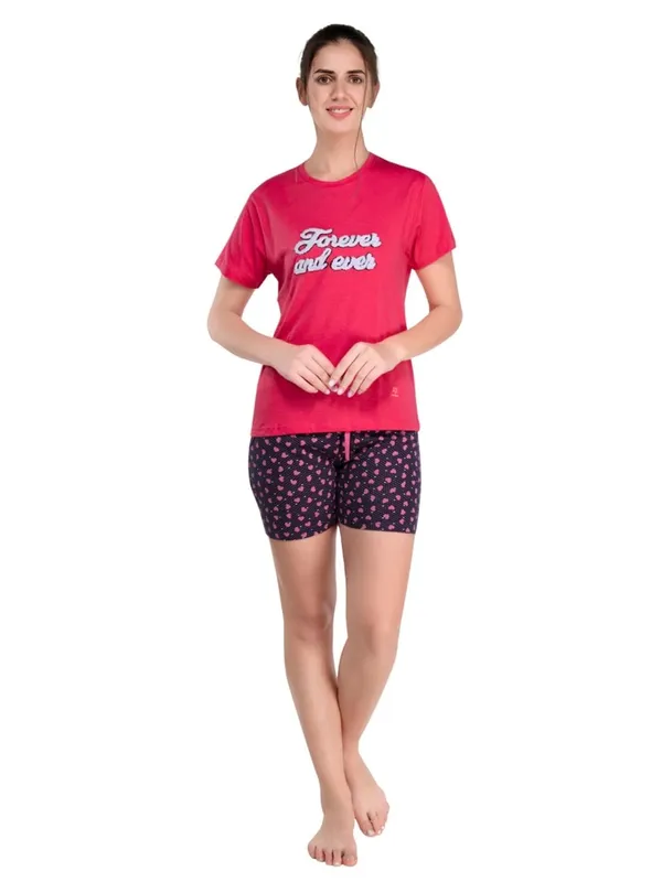 Evolove_Women's_Cotton_Round_Neck_Short_Sleeve_Night_Suit/Top_&_Short_Set_Super_Soft_Comfortable_(Short-NS-HS-Round-3)