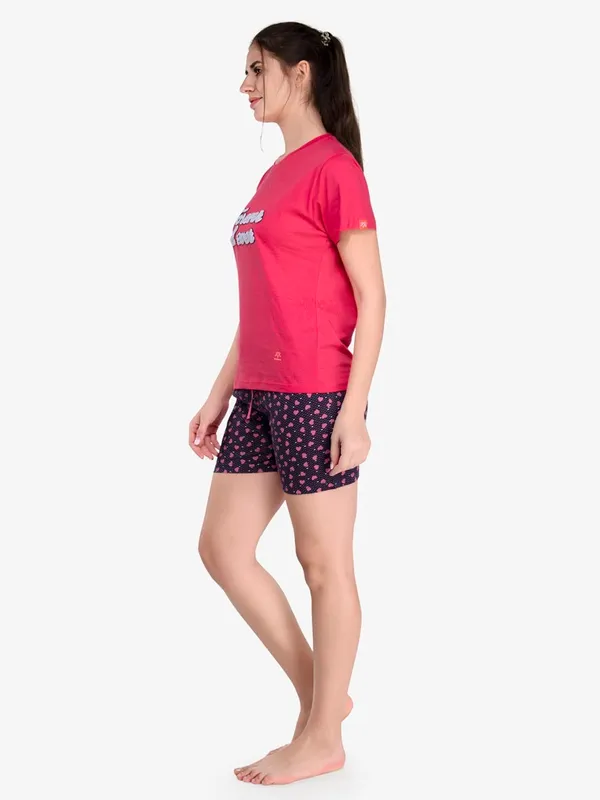 Evolove_Women's_Cotton_Round_Neck_Short_Sleeve_Night_Suit/Top_&_Short_Set_Super_Soft_Comfortable_(Short-NS-HS-Round-3)