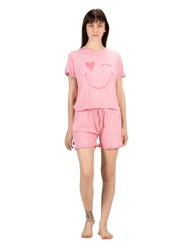 Evolove_Women's_Cotton_Round_Neck_Short_Sleeve_Night_Suit/Top_&_Short_Set_Super_Soft_Comfortable_(Short-NS-HS-Round-5)