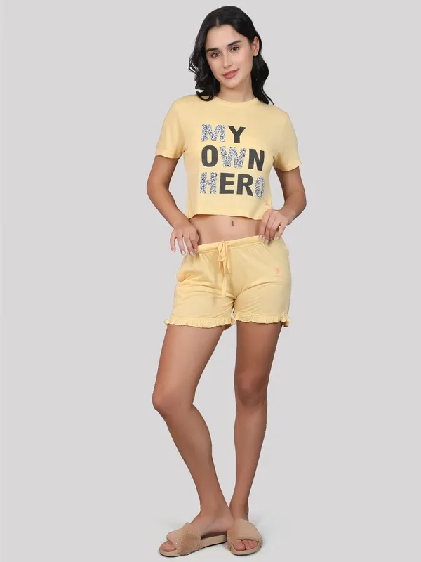 Evolove_Women's_Cotton_Round_Neck_Short_Sleeve_Night_Suit/Top_&_Short_Set_Super_Soft_Comfortable_(Short-NS-HS-Round-5)