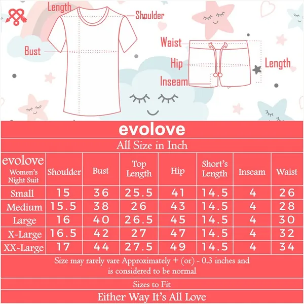 Evolove_Women_Night_Suit_Set/Top_Short_Set
