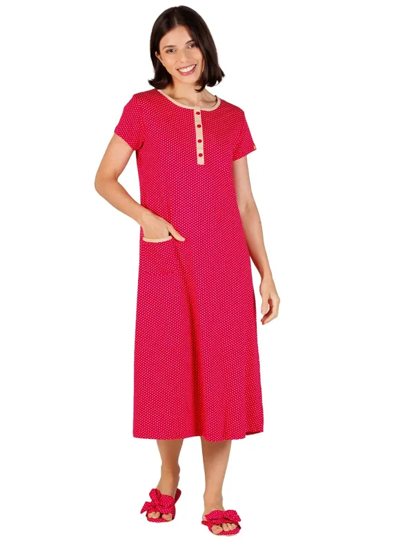 Evolove_Cotton_Fabric_Nighty_Maxi_For_Women_With_Side_Pocket_And_Neckline_|_Printed_Short_Sleeves_Short_Length_Night_Wear_Gown_Coral_X-Large