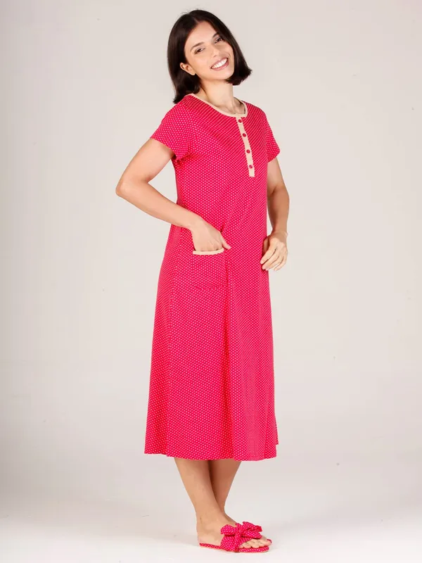 Evolove_Cotton_Fabric_Nighty_Maxi_For_Women_With_Side_Pocket_And_Neckline_|_Printed_Short_Sleeves_Short_Length_Night_Wear_Gown_Coral_X-Large