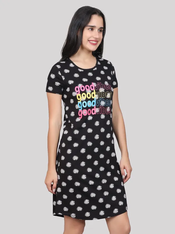 Evolove_Women'S_Cottonknee_Length_Short_Night_Gown_Nighty_Dress_With_Pocket,_Super_Soft_Comfortable_(Matt_Black,_Sngkn1598Bk-Xxl)