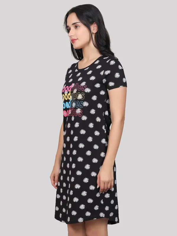 Evolove_Women'S_Cottonknee_Length_Short_Night_Gown_Nighty_Dress_With_Pocket,_Super_Soft_Comfortable_(Matt_Black,_Sngkn1598Bk-Xxl)