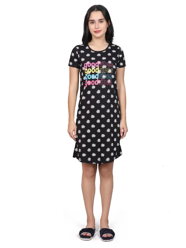 Evolove_Women'S_Cottonknee_Length_Short_Night_Gown_Nighty_Dress_With_Pocket,_Super_Soft_Comfortable_(Matt_Black,_Sngkn1598Bk-Xxl)