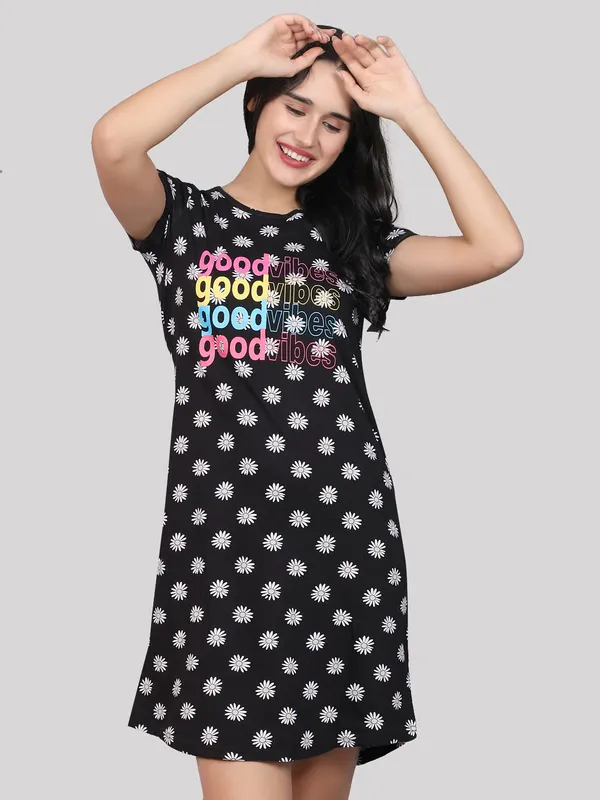 Evolove_Women'S_Cottonknee_Length_Short_Night_Gown_Nighty_Dress_With_Pocket,_Super_Soft_Comfortable_(Matt_Black,_Sngkn1598Bk-Xxl)