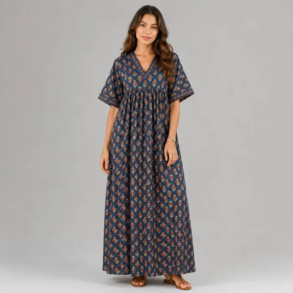 Evolove_Cotton_Nighty_Maxi_for_Women_with_Side_Pocket_|_Floral_Print_Round_Neck_Short_Sleeves_Full_Length_Night_Wear_Gown