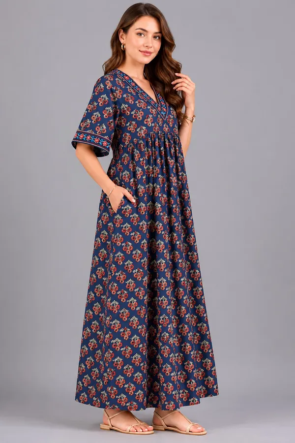 Evolove_Cotton_Nighty_Maxi_for_Women_with_Side_Pocket_|_Floral_Print_Round_Neck_Short_Sleeves_Full_Length_Night_Wear_Gown
