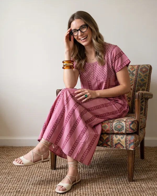 Pink_&_Red_Cotton_Long_Maxi_Night_Gown_&_Stylish_Button