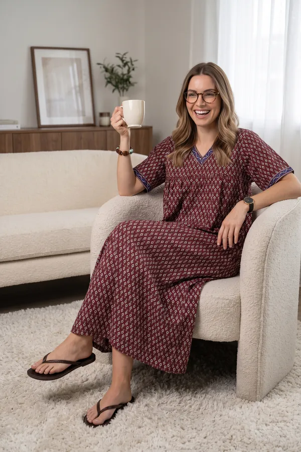 Evolove_Cotton_Nighty_Maxi_for_Women_with_Side_Pocket_|_Floral_Print_Round_Neck_Short_Sleeves_Full_Length_Night_Wear_Gown