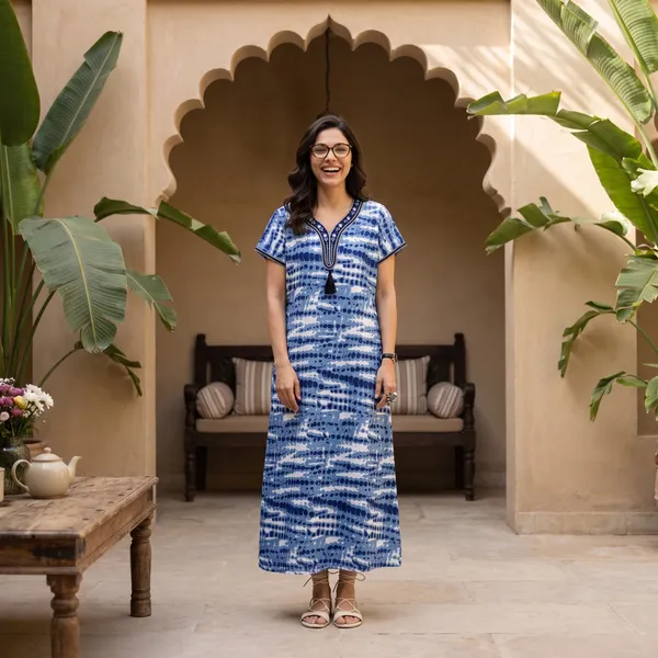 Evolove_Women's_Sea_Blue_Rayon_Embroidered_Nighty_with_Tassel_|_Soft_Breathable_Full_Length_Cotton_Feel_Lounge_&_Sleepwear_|_Embroidery_Nighty