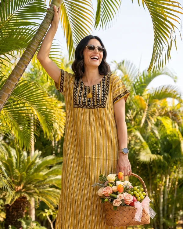 Evolove_Women's_Mustard_Cotton_Printed_Nighty_|_Soft_Breathable_Full_Length_Night_Gown_with_Contrast_Bib_Yoke_&_Tassel_|_Daily_Wear_Loungewear