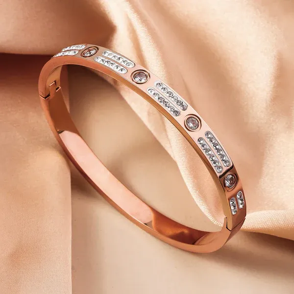 Rose_Gold-Plated_Stainless_Steel_American_Diamond_Studded_Bangle-Style_Bracelet_For_Women