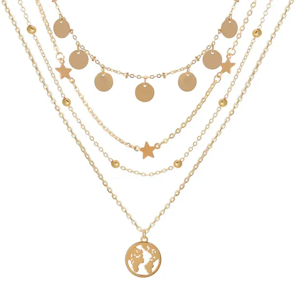 Gold_Plated_Trending_Globe_Inspired_Layered_Necklace_For_Women