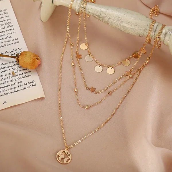 Gold_Plated_Trending_Globe_Inspired_Layered_Necklace_For_Women