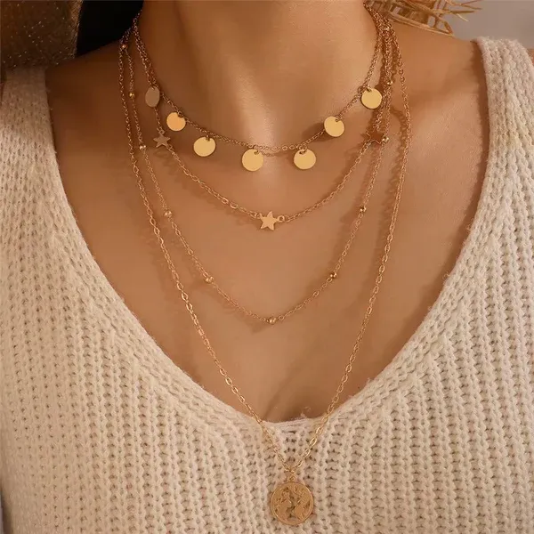 Gold_Plated_Trending_Globe_Inspired_Layered_Necklace_For_Women